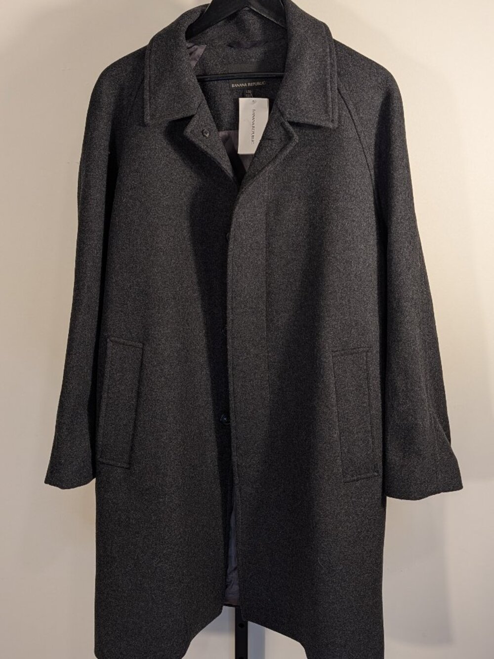 Banana Republic Men's 79% Wool Topcoat | Charcoal Gray | NWOT | Size L